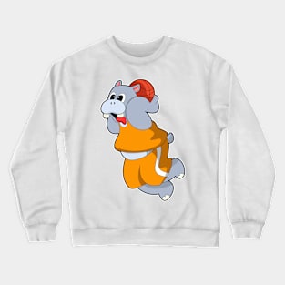 Hippo at Basketball Sports Crewneck Sweatshirt